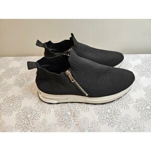 Steve Madden OMAH‎ Womens Sneakers Zip Accent Black Casual Shoes 7.5